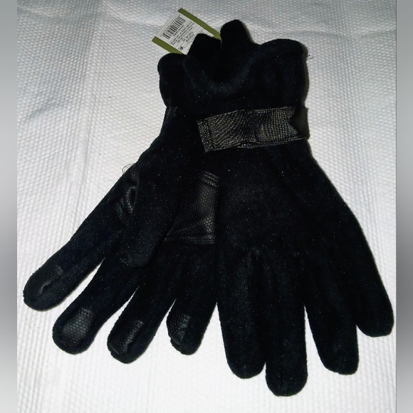 Men's GoodFellow Handwear Fleece Pieced Gloves - Black Sz M - Picture 1 of 2